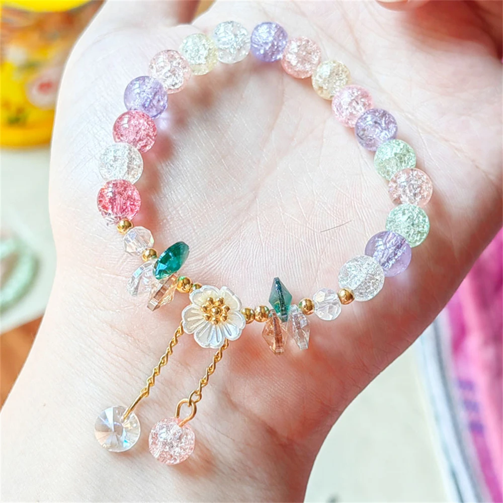 Crystal Beaded Bracelet Star Shape Pendant Stretchable Bracelet