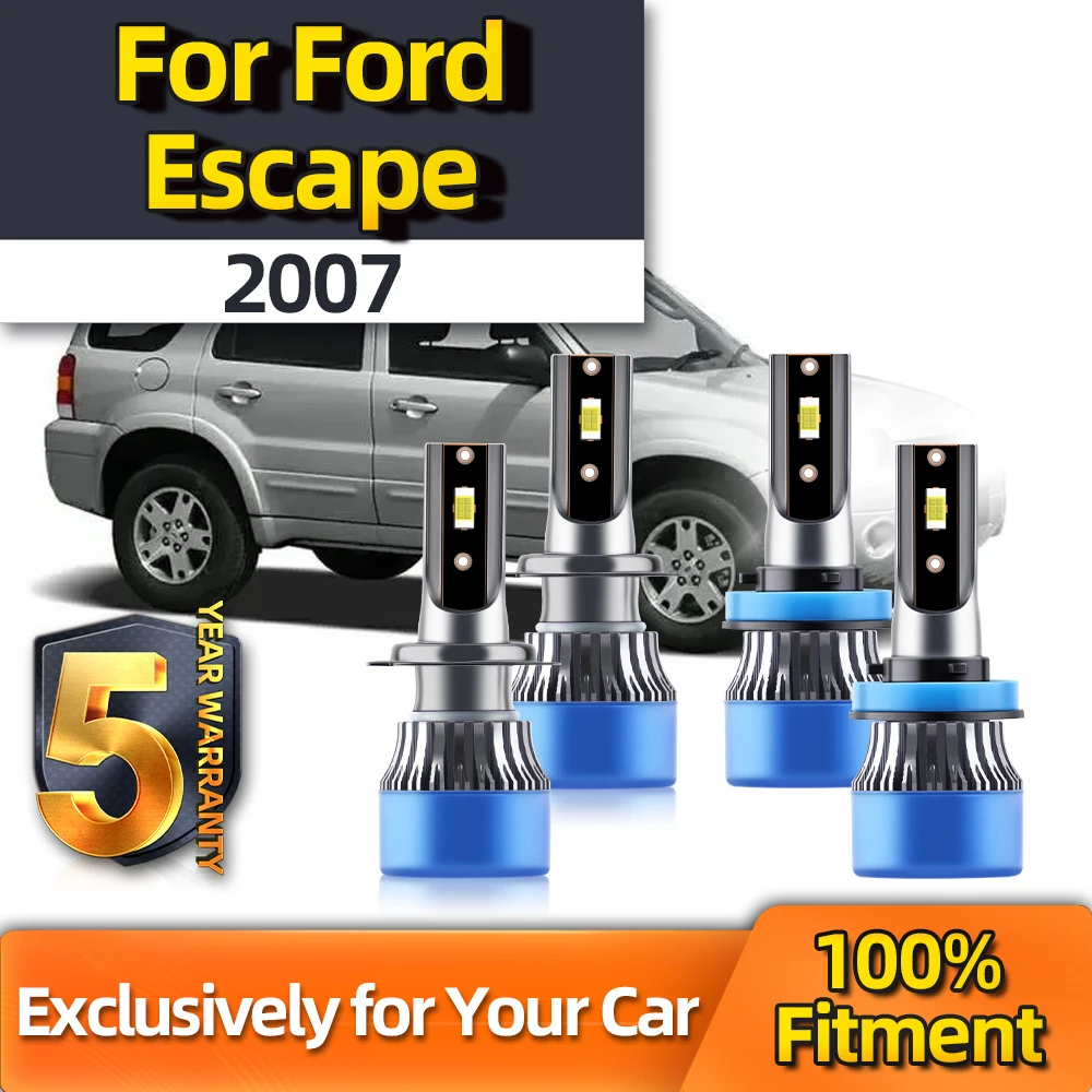 

LED Headlight Fog Lamp Bulbs Combo High H11 Low H7 Plug-N-Play Bulbs 6500K 200M 120W 20000LM Lighting Range For Ford Escape 2007