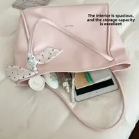 Nouveau sac fourre-tout de style coréen pour femme, couleur unie, grande capacité, en PU rétro, sac à bandoulière pour le quotidien, sac à main élégant et décontracté à porter sous le bras 5
