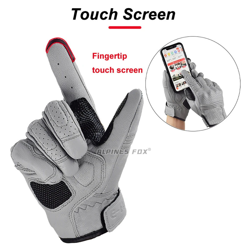 Motorcycle Leather Gloves Retro Perforated Summer Breathable for Motobike Cycling