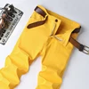 Yellow Men's Straight Jeans New Design Denim Male Long Pants Elastic Fashion Korean Youth Party Hip Hop Trousers Streetwear 5