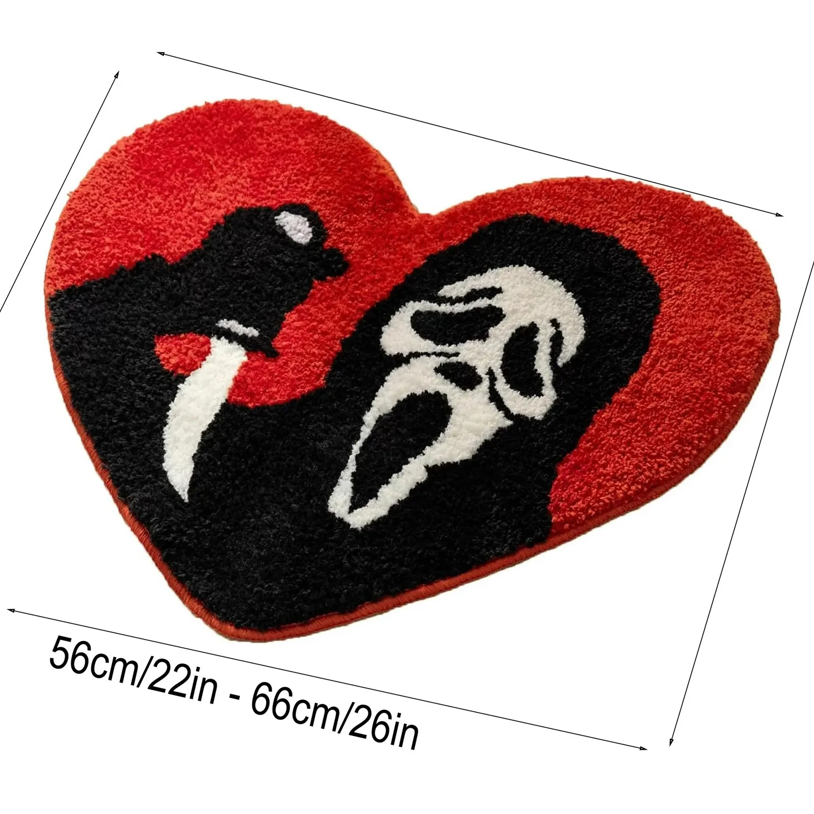 26&times;24in Halloween Bath Rugs Soft & Non-Slip Decor Heart-Shaped Scream Rug Halloween Bathroom Decor Carpet And Gothic Doormat