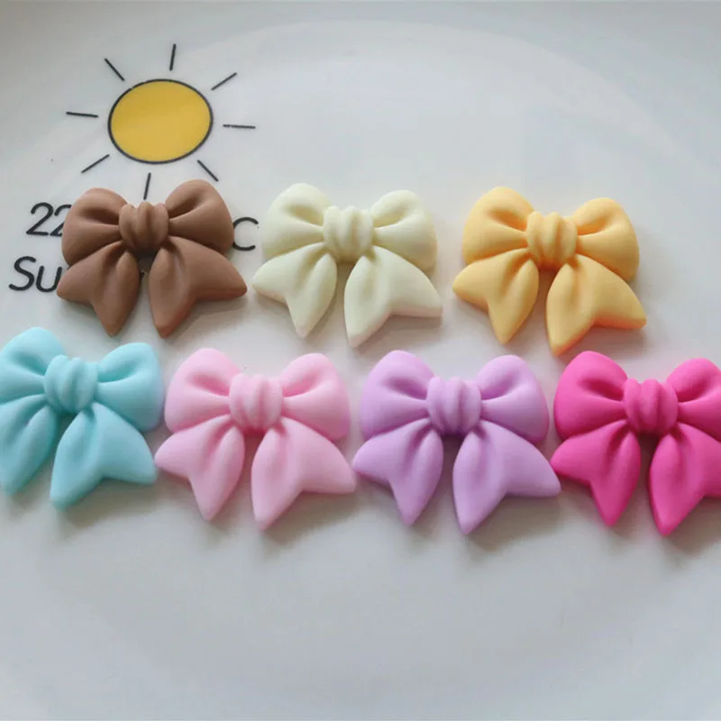나비매듭 수지 장식 공예 플랫백 카보숑 스크랩북에 적합, 전화 장식 장식, DIY 액세서리, 10PCs, 30*29mm