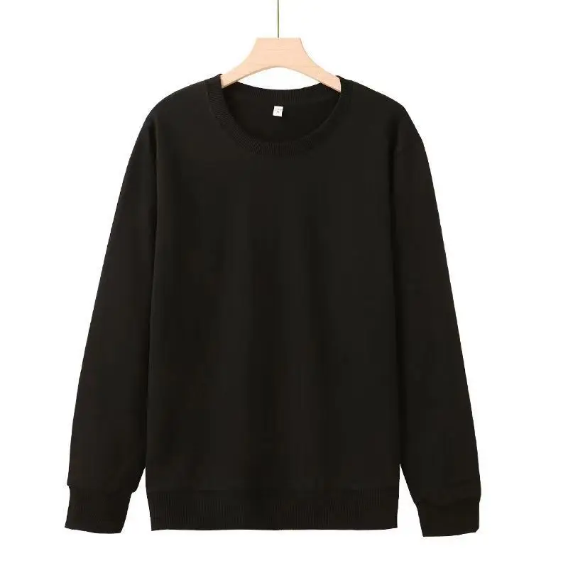

Cotton solid color crewneck sweatshirt men's spring and autumn thin loose long-sleeved men's top jacket undershirt