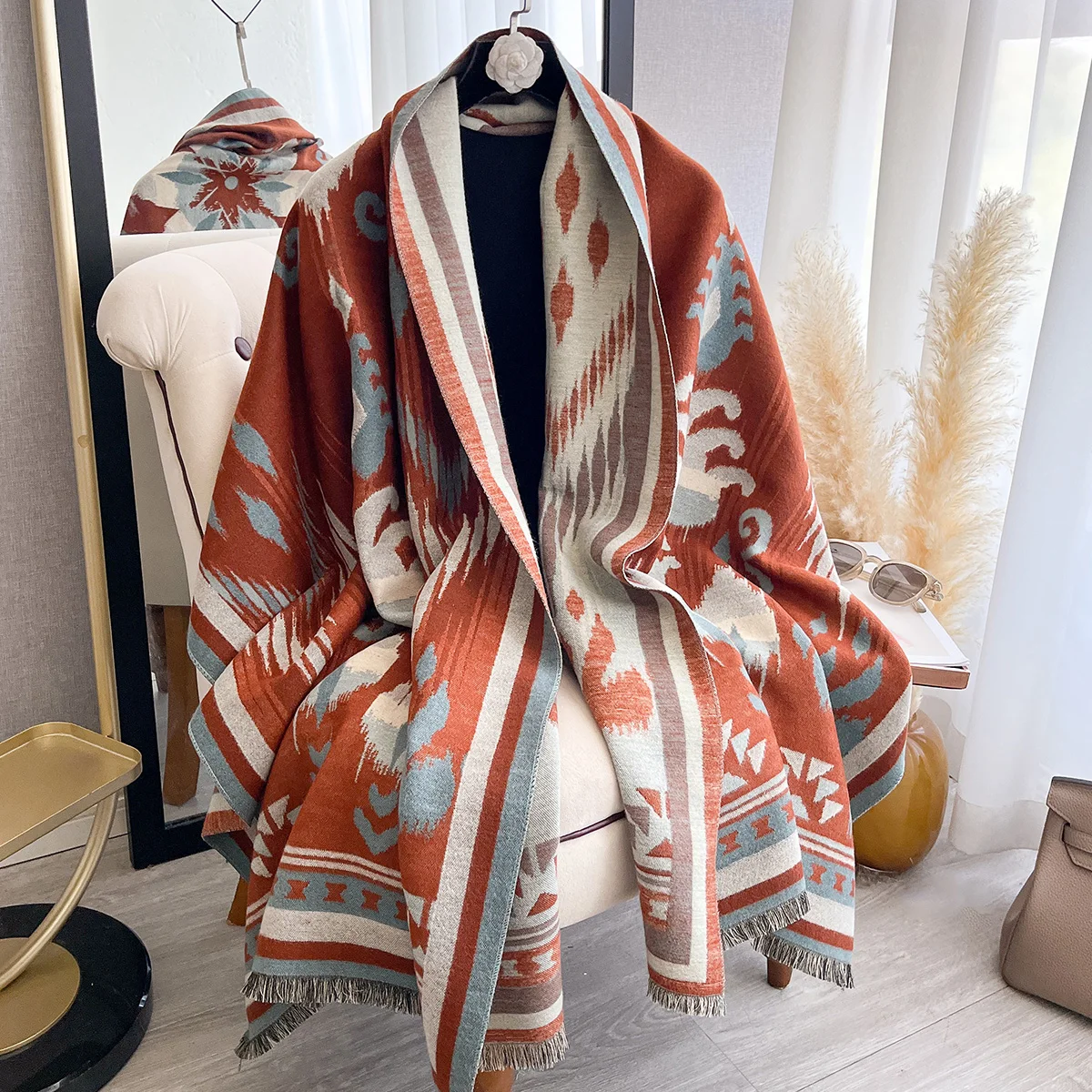 2025 New Women Brand National Style Scarf Luxury Autumn Winter Warm Shawls Print Scarve Pashmina Mujer Femme Foulard Bufanda
