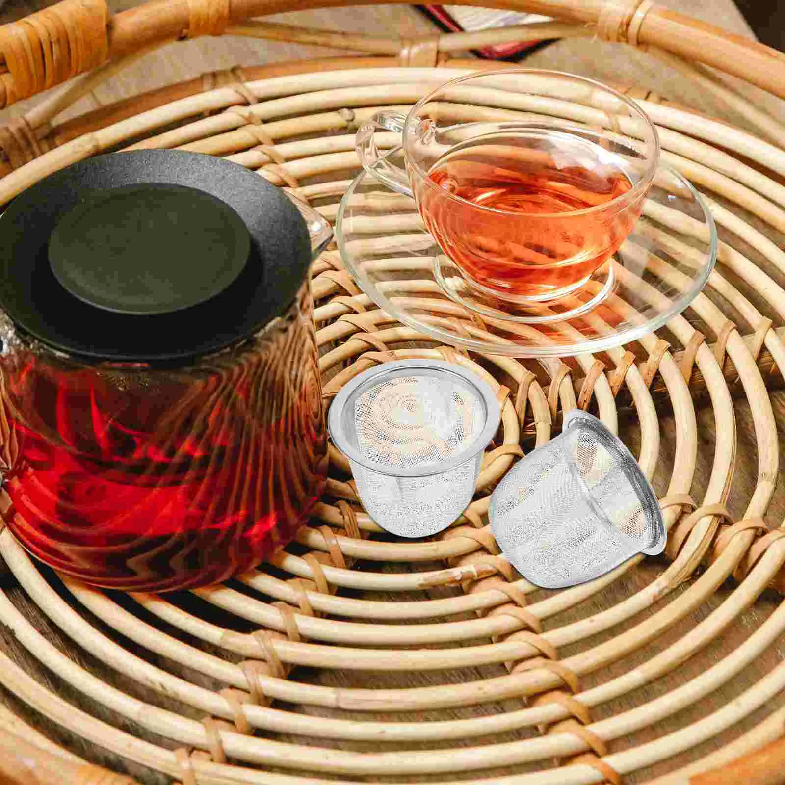 2 Pcs Tea Filter Pot Infuser Stainless Filters Teapot Inset Steel Strainer Insert Mesh Strainers