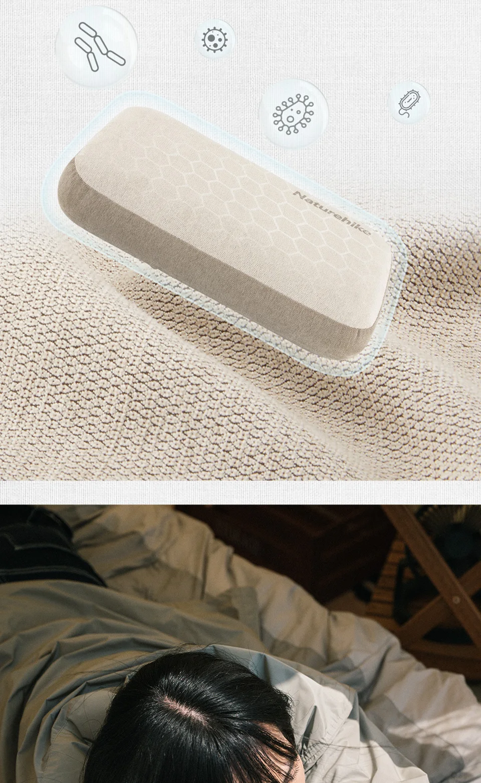 Nature hike Camping Kissen ultraleichte faltbare Memory Foam Schlaf kissen Outdoor tragbare Lagerung Reise flugzeug Strand kissen – Detail 5