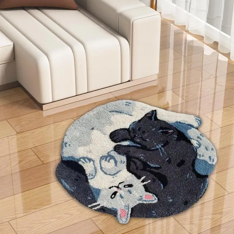 Animal Bathroom Rug Hugging Cat Pattern Door Mat Dry Carpet Funny Machine Wash Water Absorbent Thick Shower Rug With Non-Slip