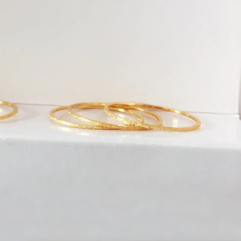 Minimal Simple Tiny Rings For Women 1mm Full Round Minimalist Thin Dainty Stacking Sandblast Stainless Steel Ring Jewelry 2023 5