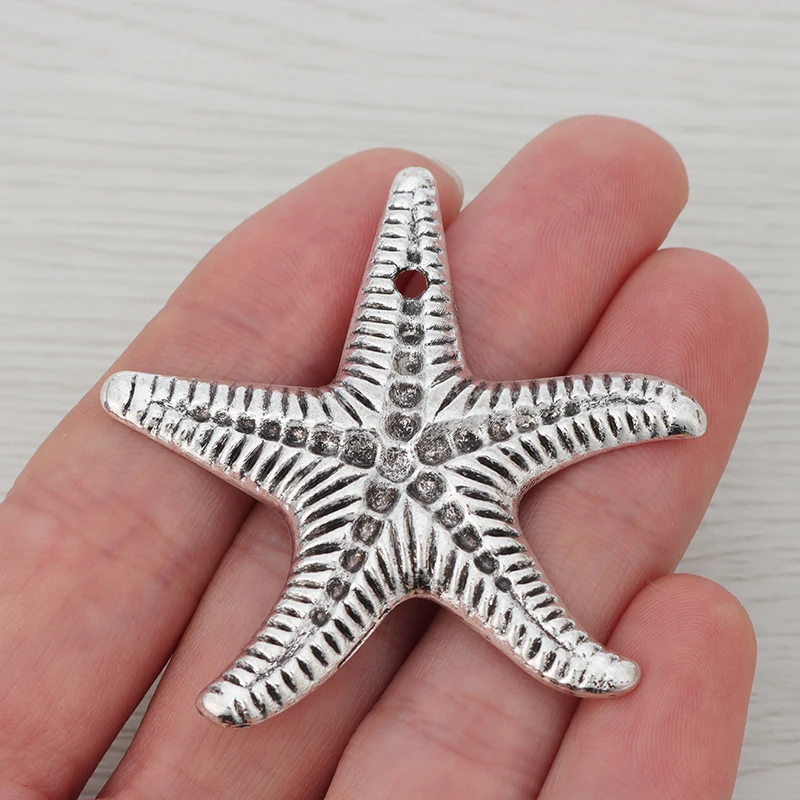 

5 x Tibetan Silver Color Large Starfish Sea Star Charms Pendants for DIY Necklace Jewelry Making Findings Accessories 53x52mm