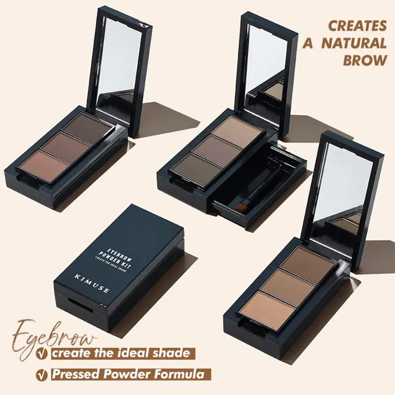 

3 Colors Three-dimensional Natural Eyebrow Powder Palette With Brush Highlight Powder Nose Shadow Lasting Eyebrow Cosmetics