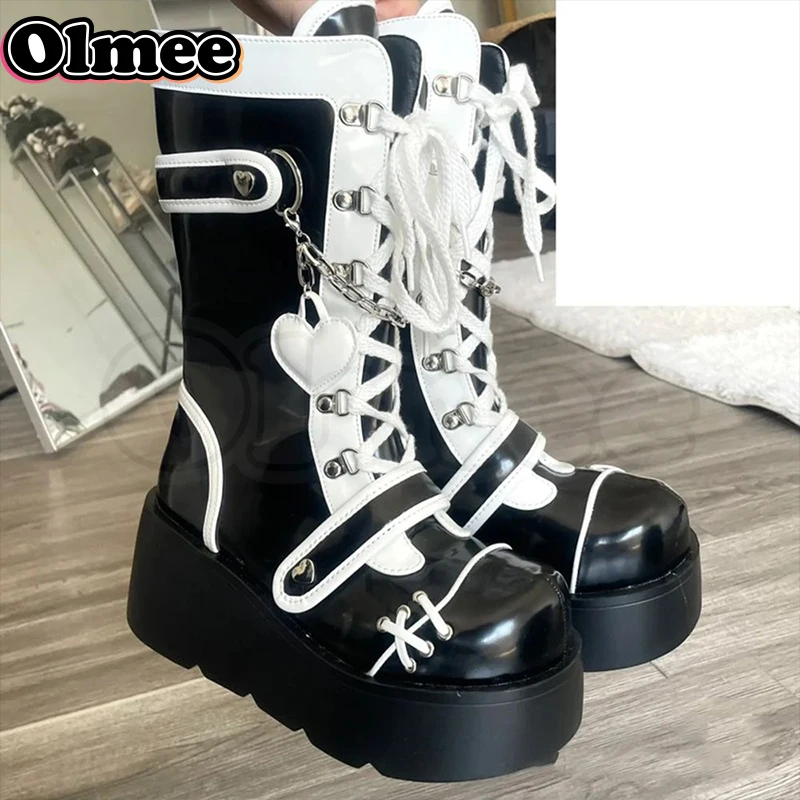 SaraIris Women's Platform Ankle Boots – Lace-Up Cosplay Brogue Sneaker Boots With Wedge Heel