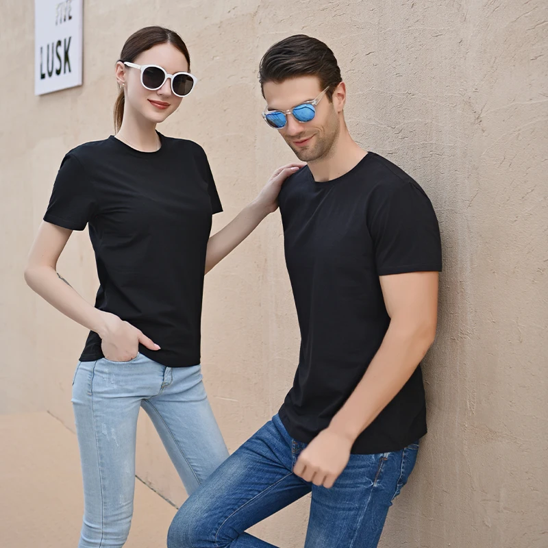 

New Cotton couple T-shirt short sleeve sports T-shirt short sleeve solid color high quality summer Korean T shirt casual top