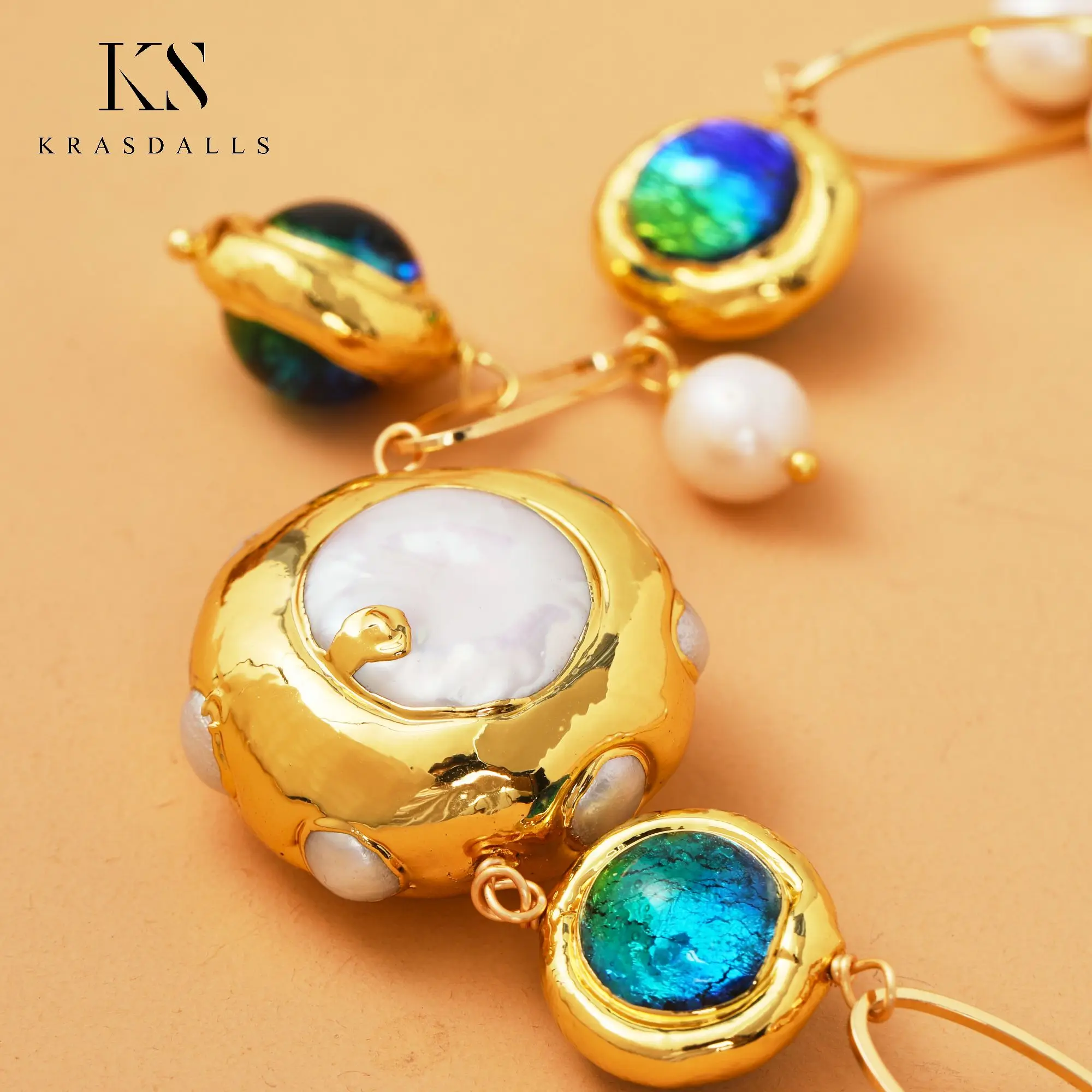 Natural Freshwater Pearl Bracelet Gold Plated Edged Blue Murano Glass Bracelets Fashion Jewelry Lady Gift