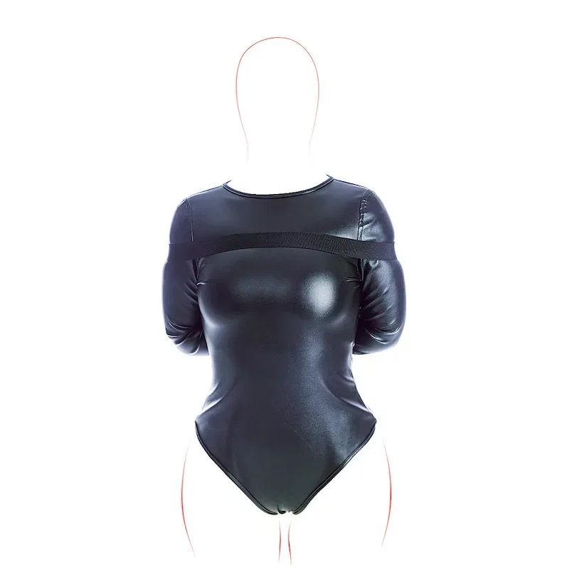 BDSM Bondage Long Sleeve Bodysuit Adjustable Belt Leather Arm Binder Restraint Straitjacket Slave Cosplay Costume Women Sex Toys women underwear sexy lingerie women jumpsuit latex bodysuit