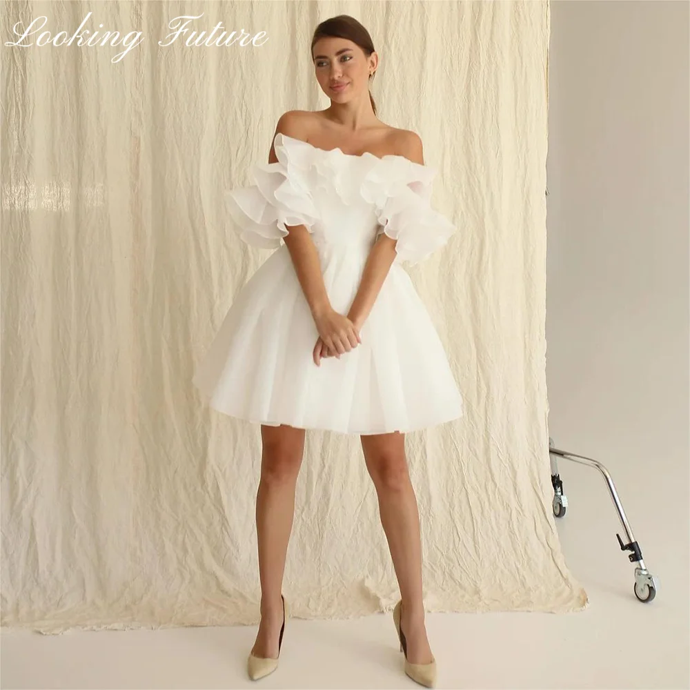Customized Civil Short Boho Wedding Dresses Off The Shoulder Tiered Ruffles Puffy Mini Wedding Party Gowns For Bride Robes 2025 12 Sf0863bce00094143960c796f1bdda9adb