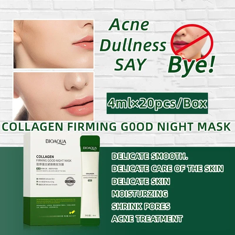 Original BIOAQUA 20pcs/Box Collagen Firming Good Night Jelly Sleeping Mask for Face Women Anti-aging Anti-wrinkle Skin Care