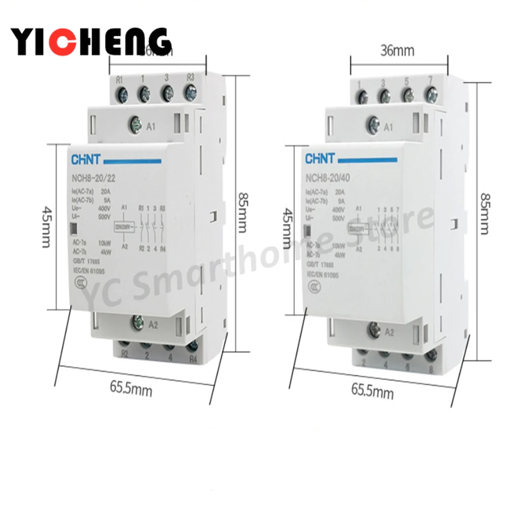 Chint-pequeno Contator ac Nch8 Monofásico 220v 24v tipo Ferroviário 20a 25a 4p Peça
