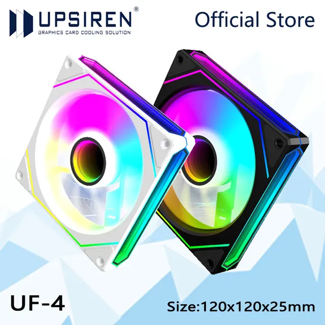 UPSIREN UF-4 12CM Computer Chassis Fan,Infinite Prism ARGB Fan/3 Mirror Surfaces/4 Pin PWM/3PIN ARGB Quiet Cooling Fan 1