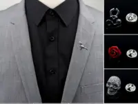 Men's Advanced Chic Brooch Rose National Flag Skull Pin Suit Shawl Lapel Pins Corsage Hat Shirt Collar Pin Party Daily Accessory