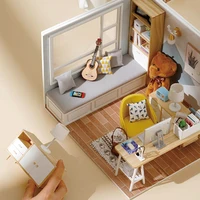 Wooden Miniature Doll House DIY Small House Kit Making Room Toys 3D Puzzle Assembly Building Model Toys for Birthday Gifts 2