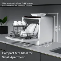 Countertop Dishwasher, 5 Washing Programs Portable Dishwasher With 5-Liter Built-in Water Tank For Glass Door 2