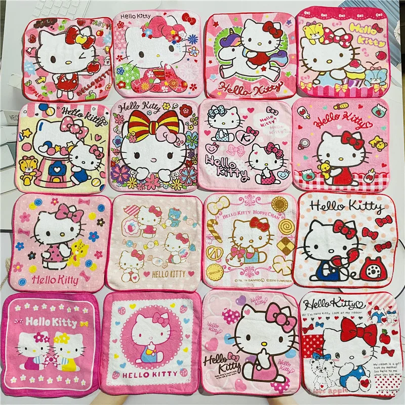 

Original Hello Kitty Cotton Small Square Towel 20*20Cm Anime Cartoon Towel Sanrio Baby Saliva Towel Girls Face Towel Gift