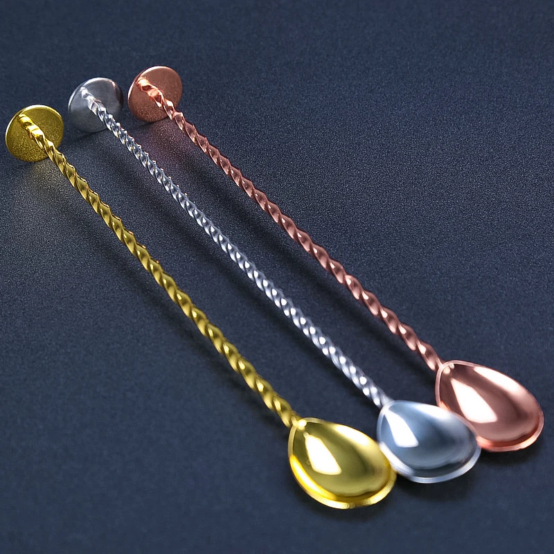 27.5cm Stainless Steel Cocktail Bar Spoon Disc Tail Drink Mixer Bar Stirring Mixing Barware