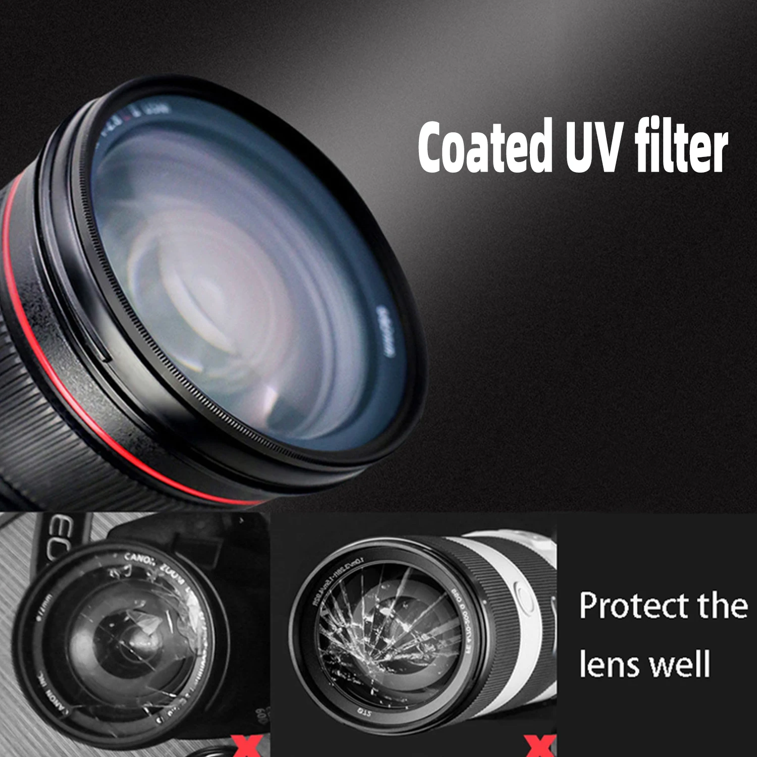 Filtre UV MC 52-67mm Objectif Appareil Photo Noir