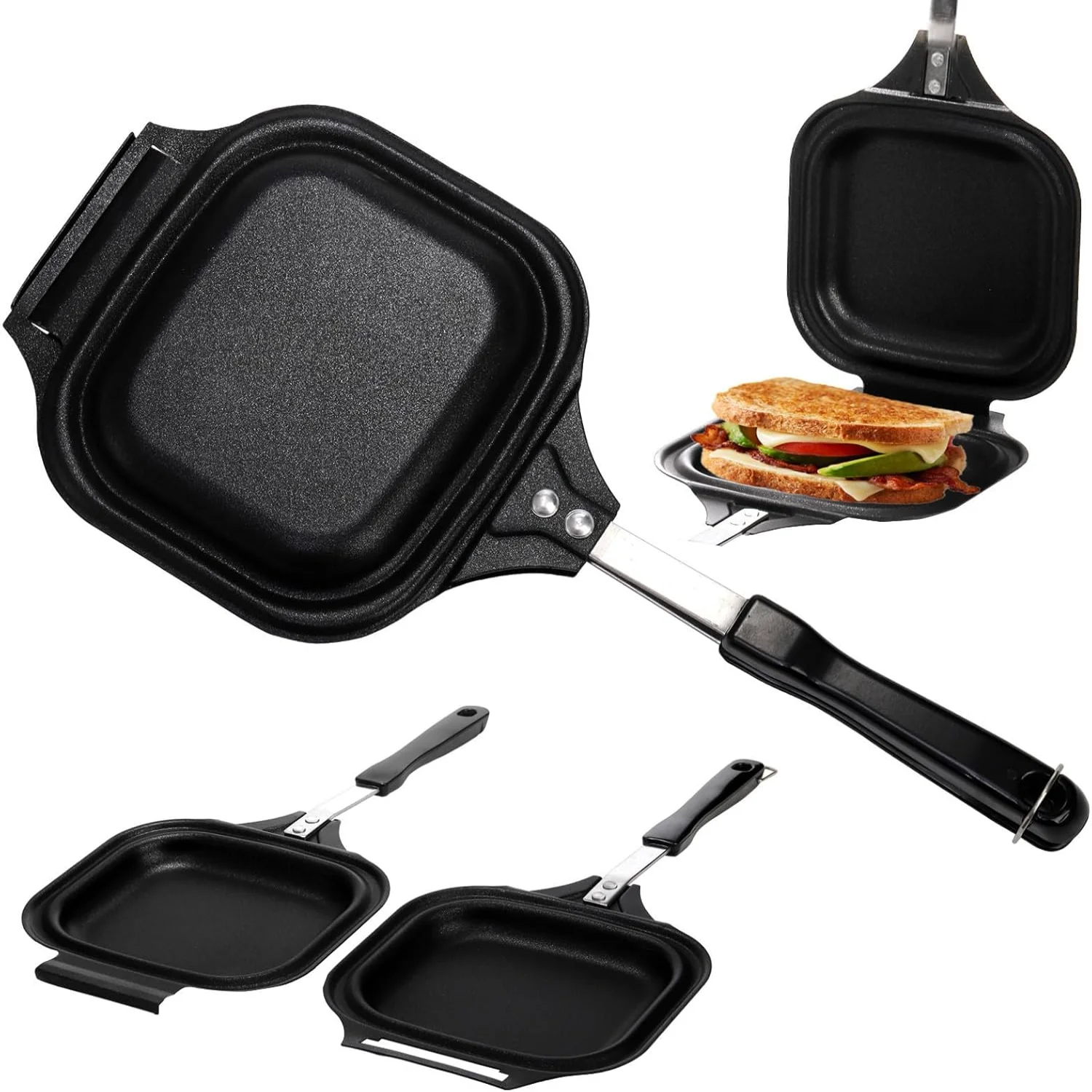 Hot Sandwich Maker Grilled Panini Press Non-Stick Pans Stovetop Breakfast Cheese Bacon Steak 6" x 14.8