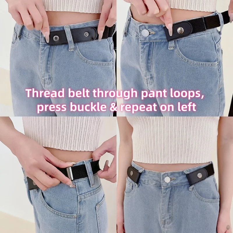Buckle-Free Elastic Waist Belt for Jeans and Dresses - No Bulge, No Hassle
