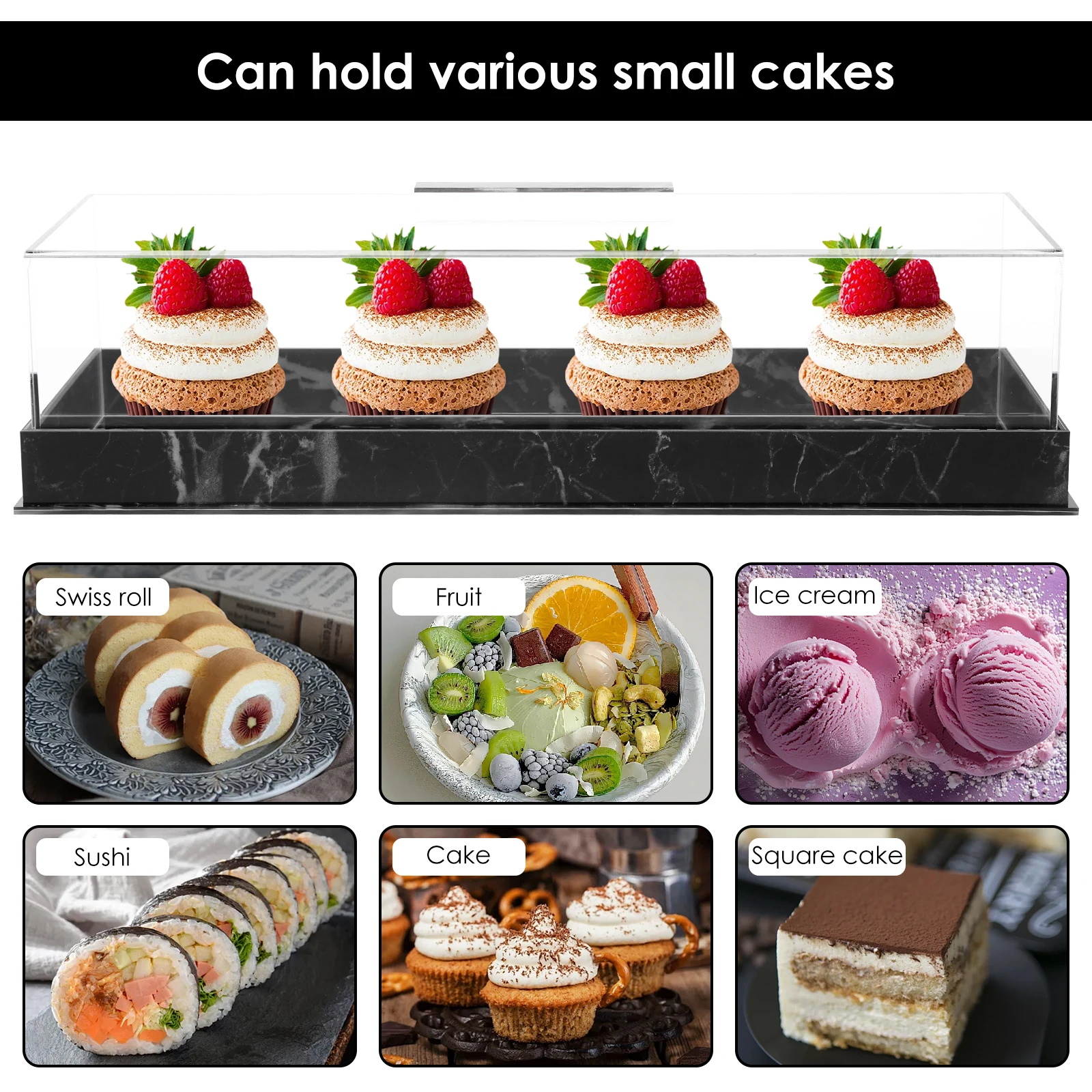 Rectangular Cake Packaging Box with Lid Acrylic Gift Box Wedding Birthday Party Muffin Cake Dessert Container Cake Stand Tray