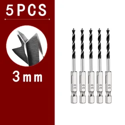 Woodworking Three - Point Drill Bit Set - Precision Hole Reaming Tool (5PCS 3mm)