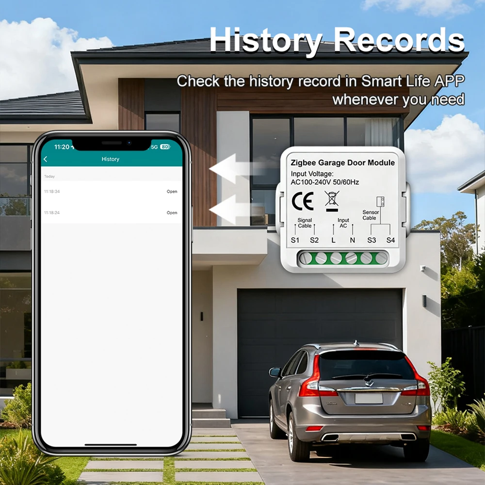 Tuya WiFi 스마트 차고 문 스위치 모듈 원격 제어 차고 문 개폐기 컨트롤러는 Alexa Google Smart Life와 함께 작동합니다.