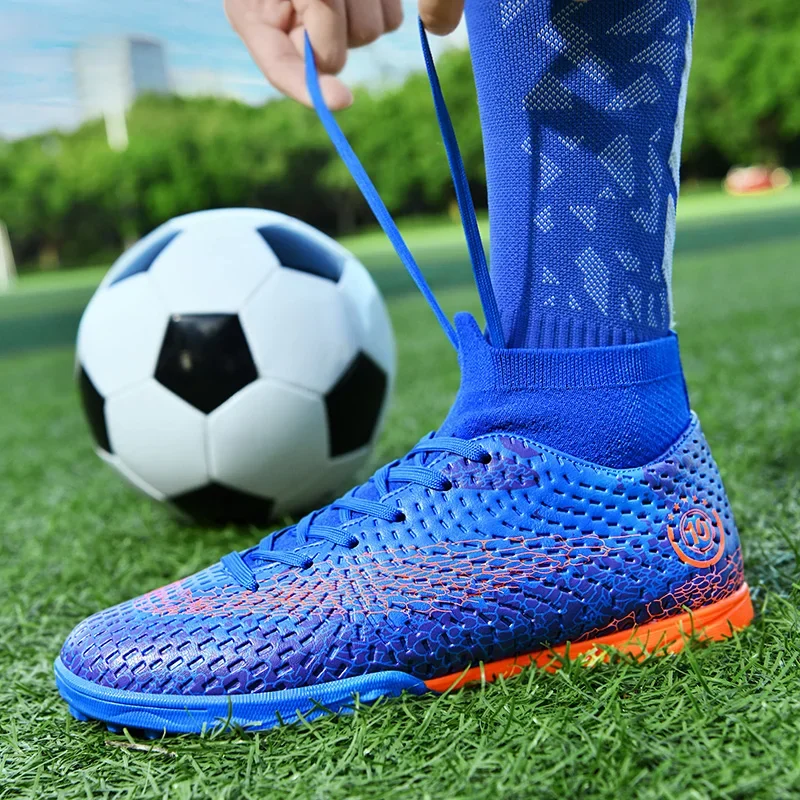 2023 New Teenager Soccer Boots High Ankle Socks Soccer Shoes Long Spikes  Unisex Grass Turf Soccer Football Trainers - AliExpress