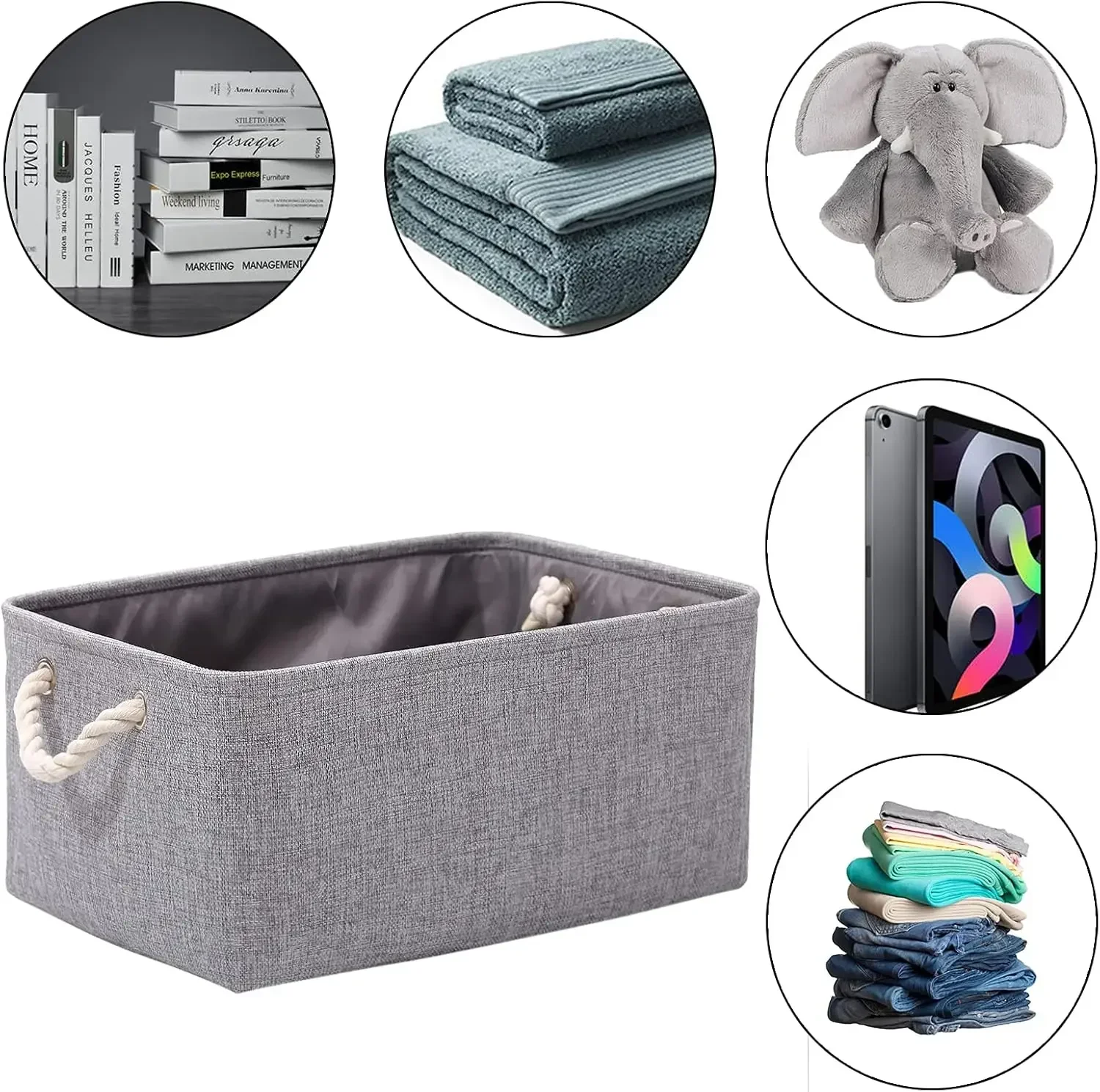 Folding Linen Fabric Basket Large-capacity Sundries Storage Box Portable Laundry Basket for Underwear Socks Baby Toys Organizer 3
