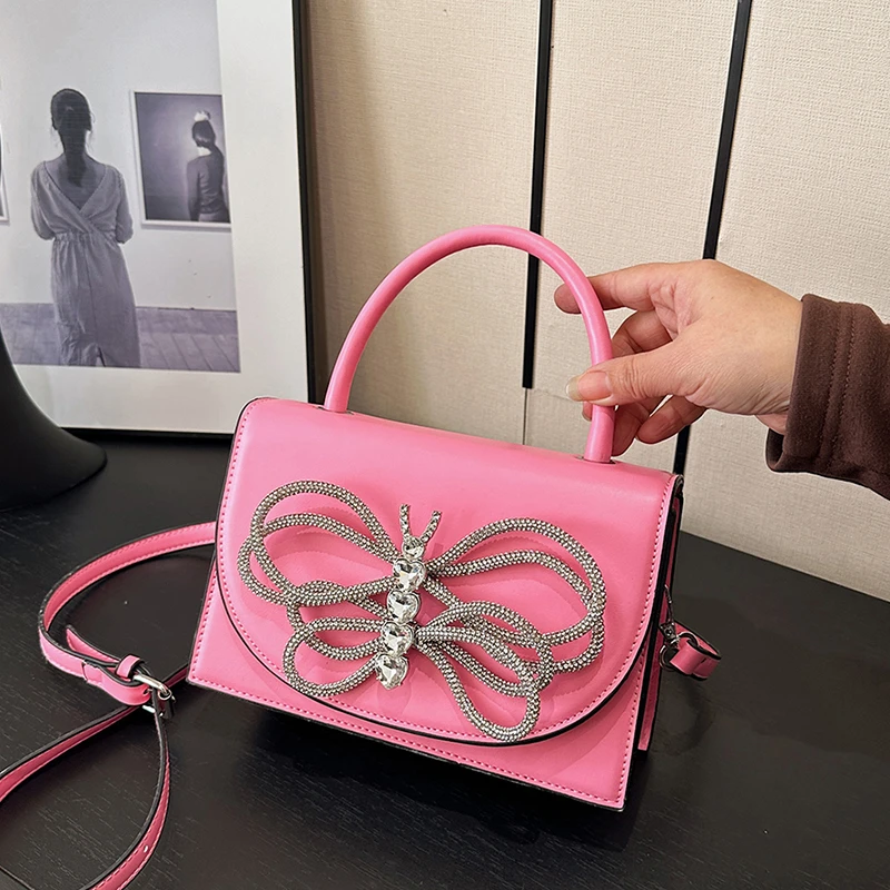 

PU Solid BOW Large Capacity Shoulder Bags Sequined High Quality for Women 2024 Designer Style Fashion Tote Bolsas De Ombro