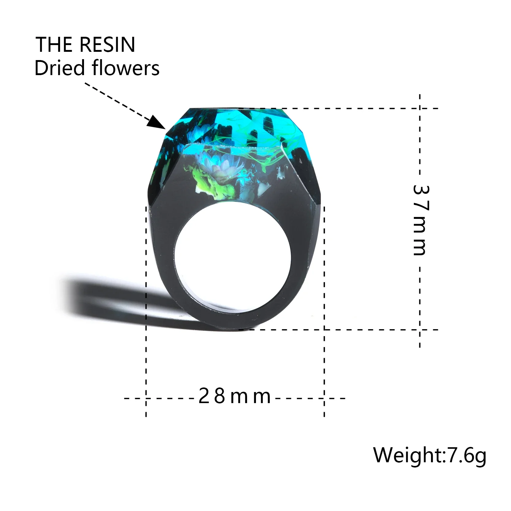 Fashion Wood Resin Ring Female Forest Handmade Rainbow Star Secret Sky Micro Landscape Wooden Ring High Quality Jewelry