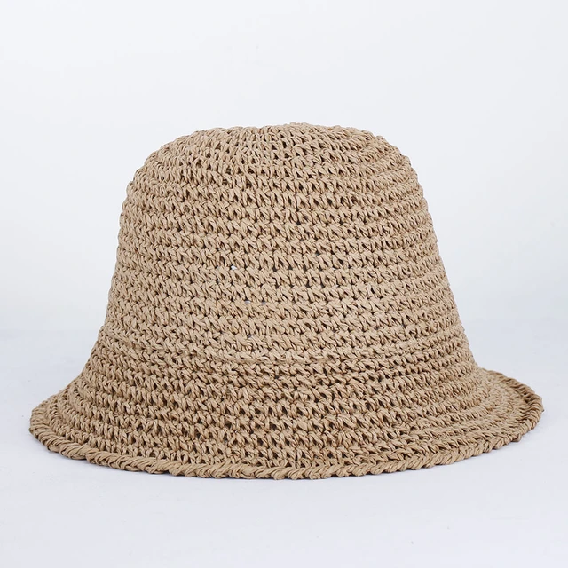 Womens Straw Sun Hat Woven Bucket Hat Fishing Hat Beach Hat