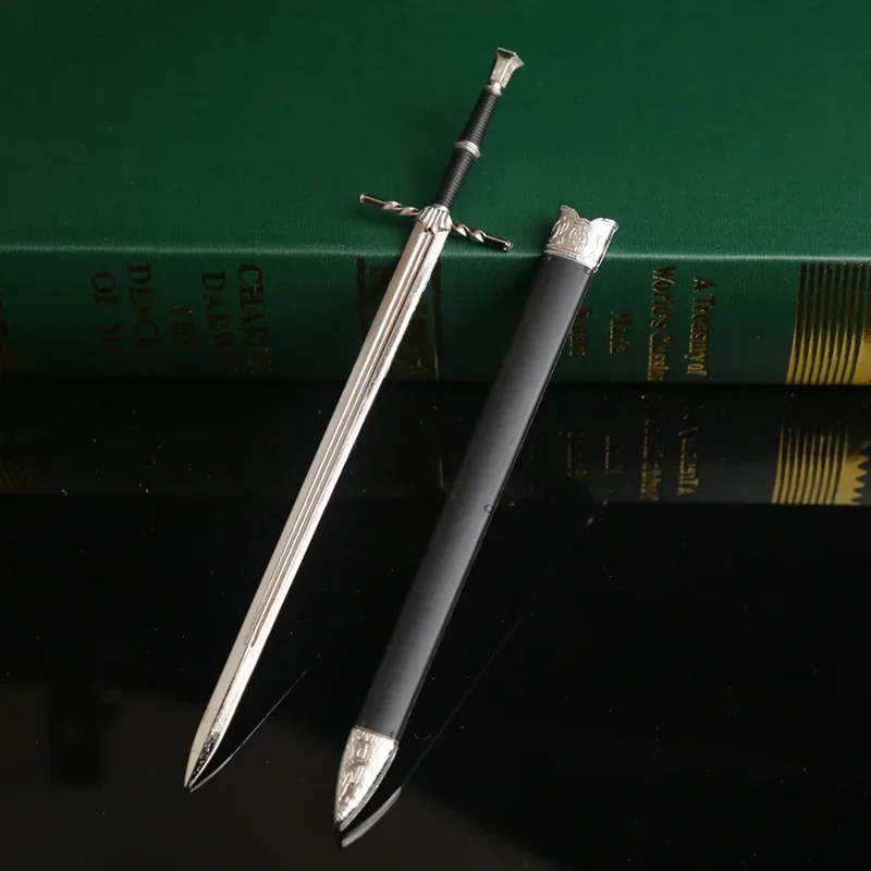 Wild Hunt Weapon Geralt Aerondight Steel Sword 22cm Game Peripheral Medieval Metal Ornament Weapon Model Gifts Toys for Boys 2