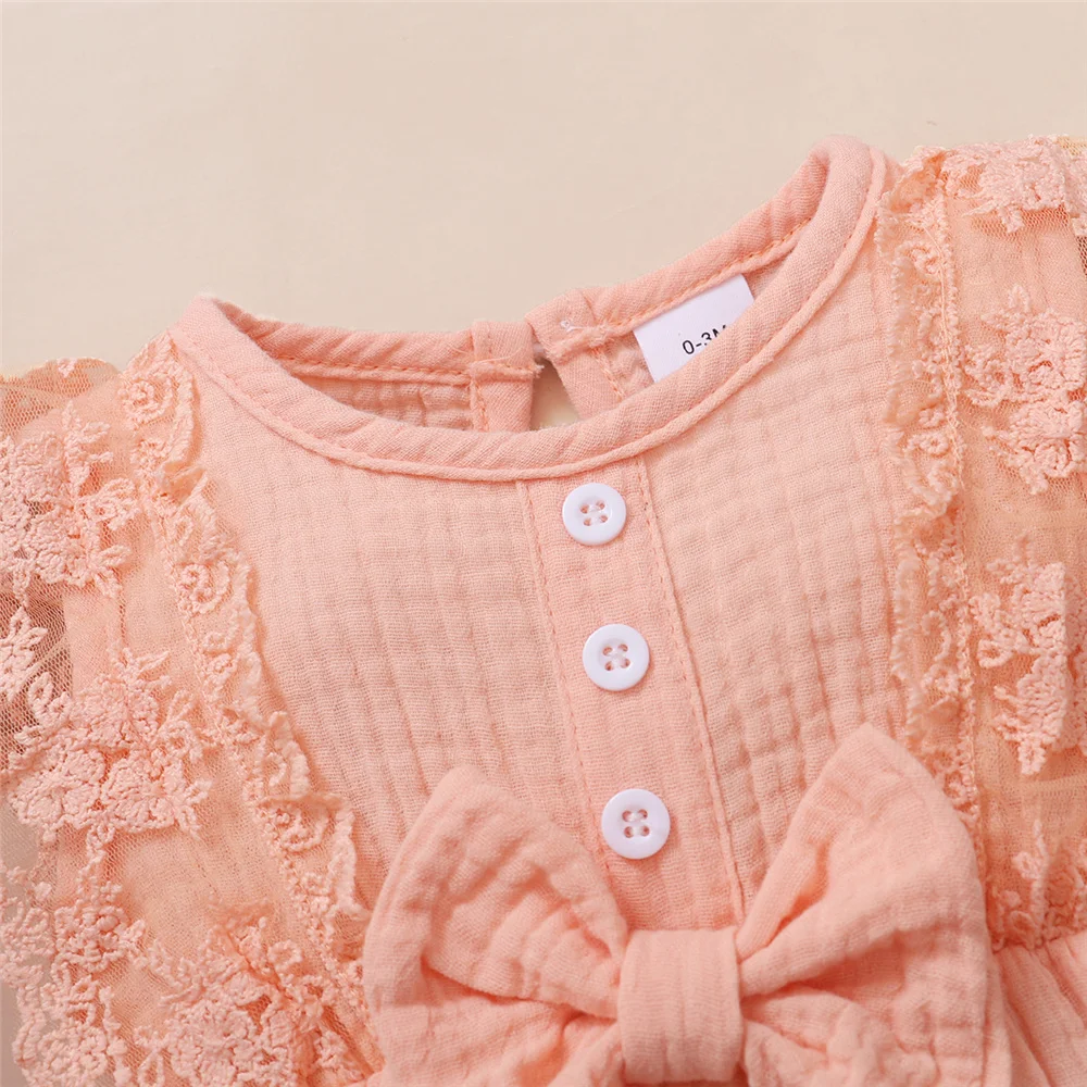 Baby Girl Lace Bow Romper Set 5