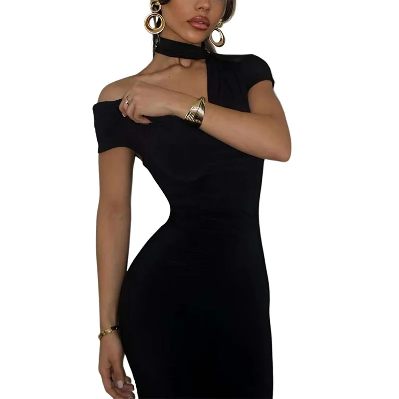 Elegant Sleeveless Irregular Bodycon Dress For Women Autumn New Fashion Long Dress Off Shoulder Party Evening Dress