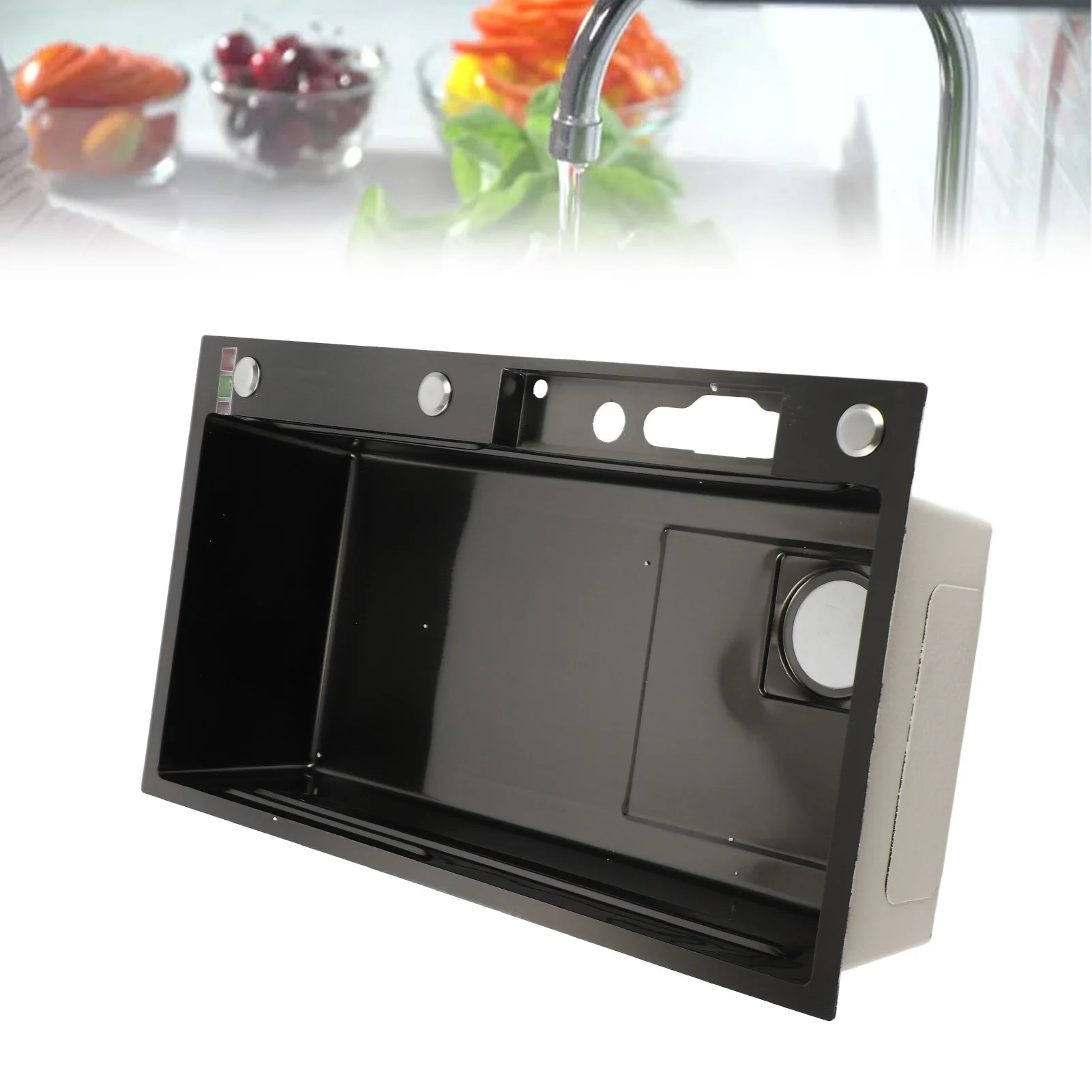 Smart Kitchen Sink Thickened Large Capacity Washbasin Stainless Steel Digital Display Kitchen Sink Brushed  for Kitchen 3