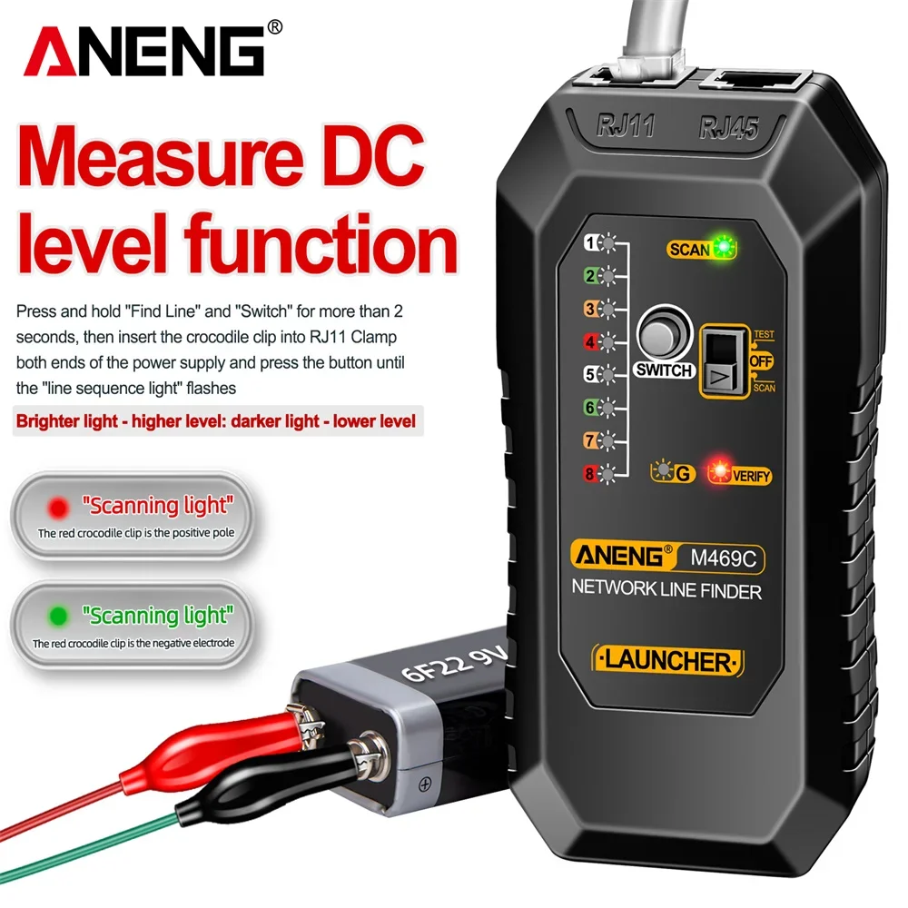 ANENG M469C Multifunction Smart Network Cable Finder RJ45 RJ11 LAN Cable Tester Finder Wire Tracker Receiver Network Repair Tool