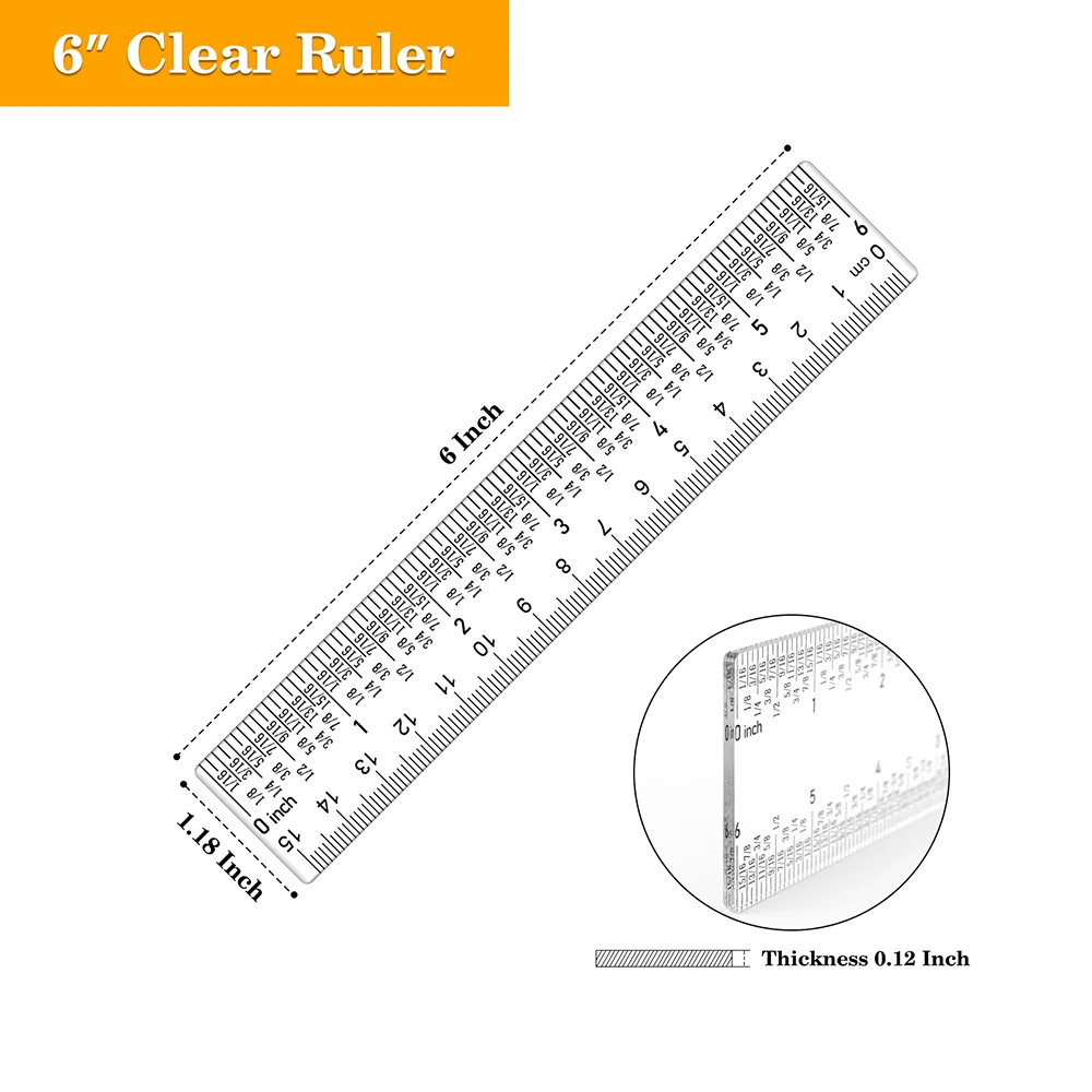6 12 Clear Acrylic Rulers for Crafting 12 Inch Zero-Centering Ruler Easy  Measurements Hand Card Making Tools