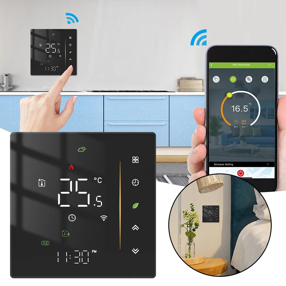 

Digital Display WiFi Smart Thermostat Heavy Duty Floor Heating Thermostat for Floor Heating Manual/Applicance Control Thermostat