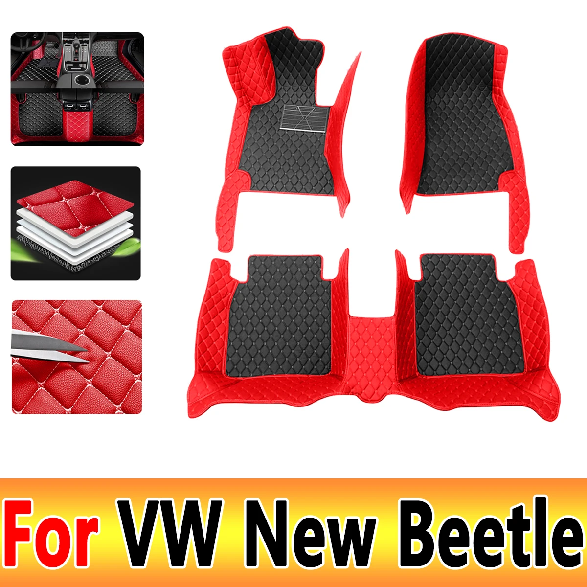 Tapis de sol pour VW Beetle 1998-2005 en caoutchouc TPE 3D Beige 4Pcs