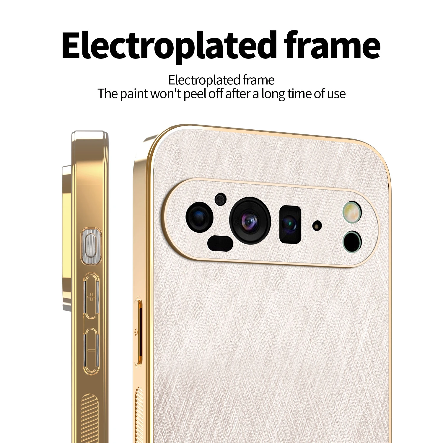 Elegant Gold Silk Skin Leather Shockproof Case