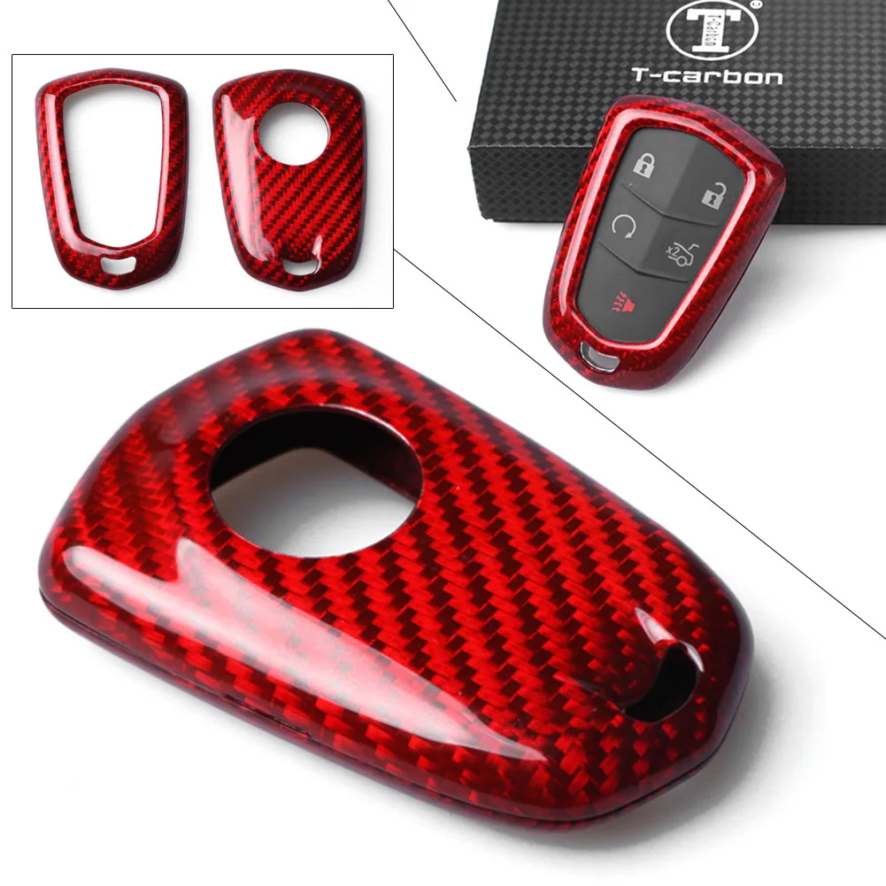 

Auto Car Remote Key Shell Cover Case Real Carbon Fiber For CADILLAC CTS ATS V