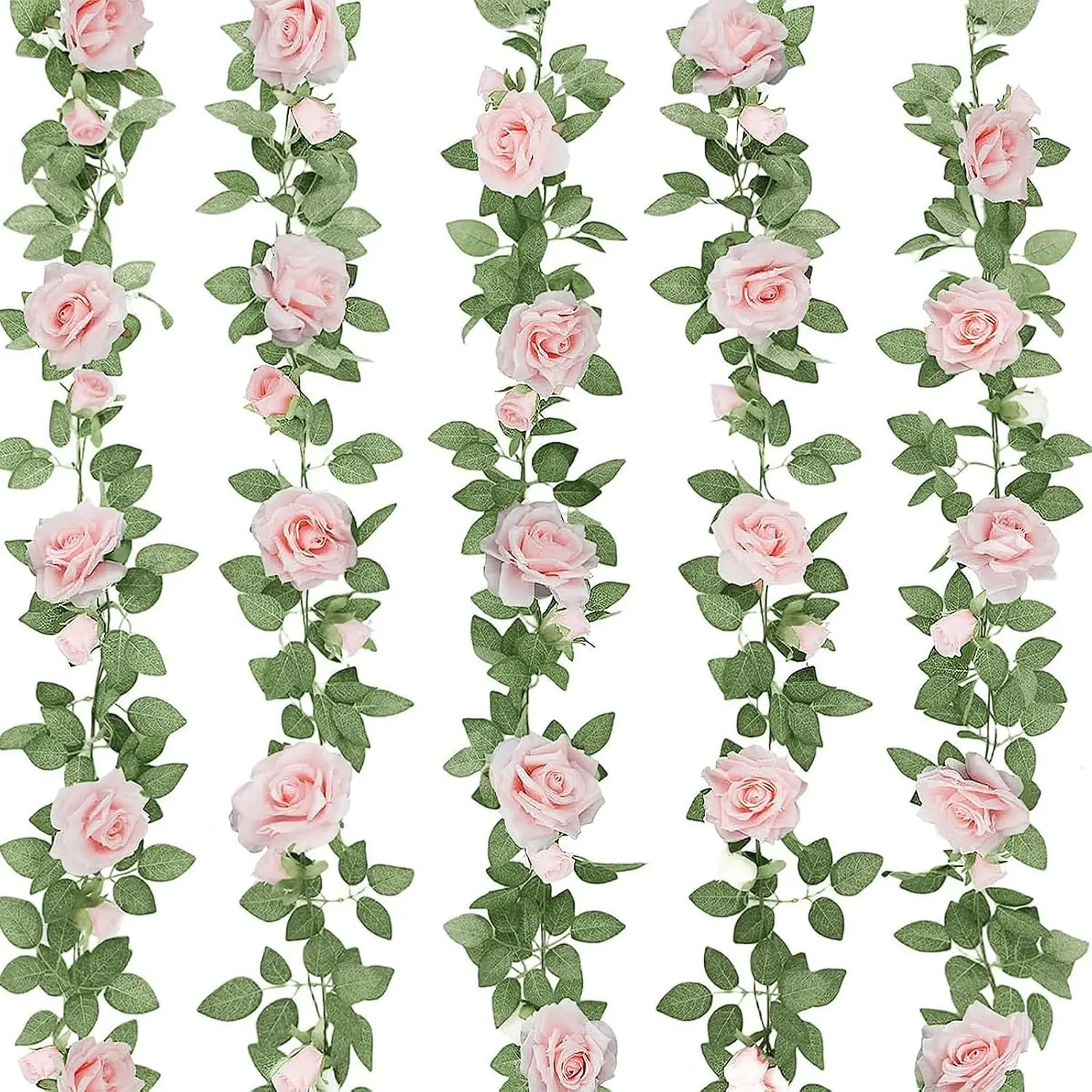 1 Stück 2M Rosa Blumengirlande Künstliche Rosenranken für Teeparty Muttertagsdekoration Künstliche Blumengirlande Hängende Dekoration